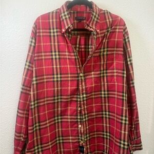 Burberry Red and Yellow Plaid Men's Shirt